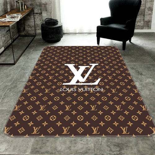 Louis vuitton brown logo luxury living room carpet | Rosamiss Store