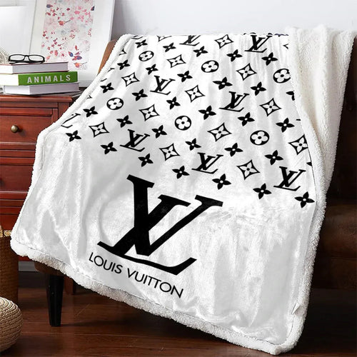 Louis Vuitton Logo LV Black Luxury Brand Premium Blanket - DNstyles