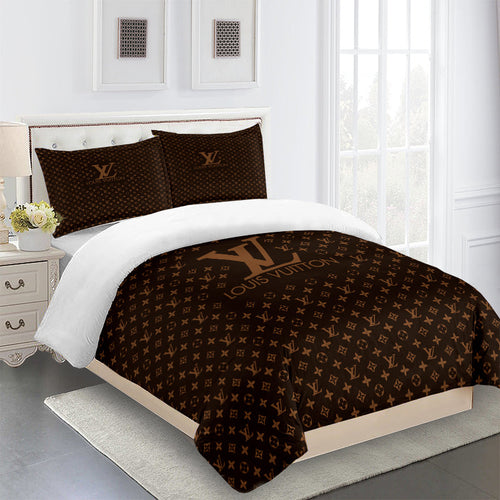 Louis Vuitton Luxury Brown Monogram With Golden Box Frame Bedding Set -  Mugteeco