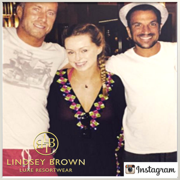 Ola Jordan wearing a Black Kaftan Top with Peter Andre in Dubai