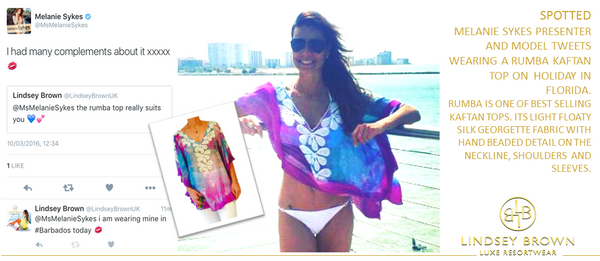Melanie Sykes wears Purple Top on holiday in Florida. Where can i buy the Purple top seen on Melanie Sykes.