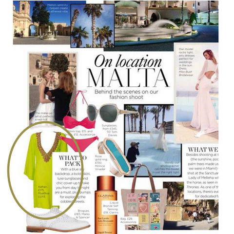 What to wear in Malta on Honeyoon featuring thre Lime Manhattan Silk Designer Kaftan