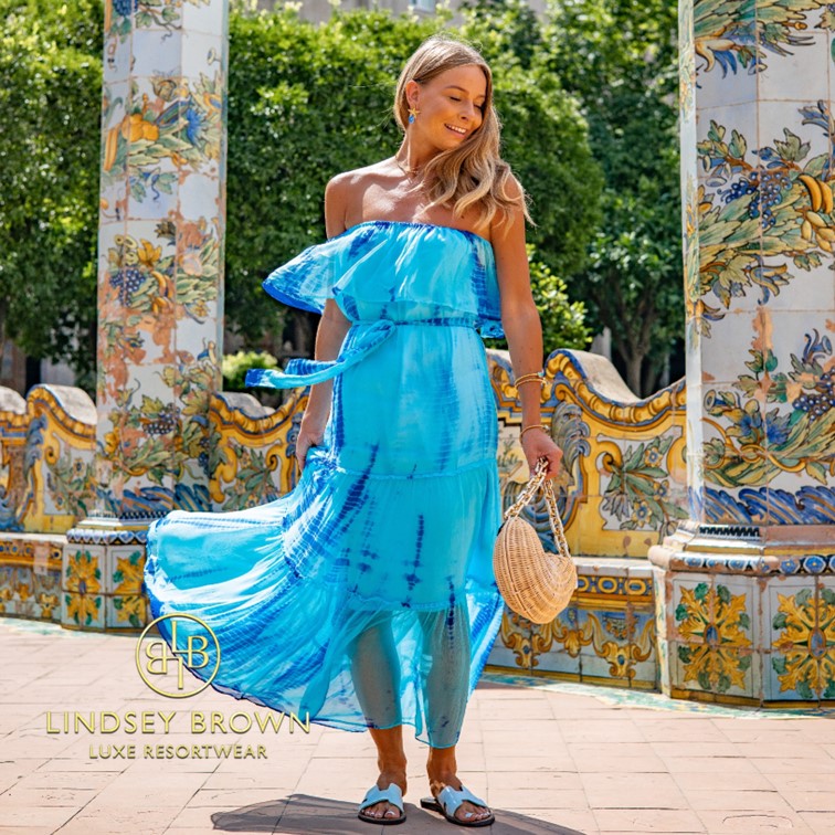 Turquoise stunning silk dresses to wear on a cruise holiday by lindsey brown resort wear 