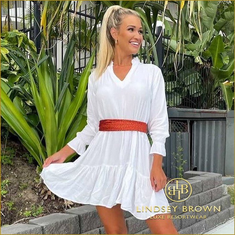 White Cotton Smock Dress to Wear on Holiday by Lindsey Brown Resort Wear
