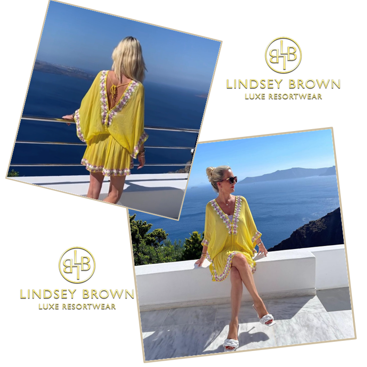 Yellow designer kaftans to wear in Santorini on holiday