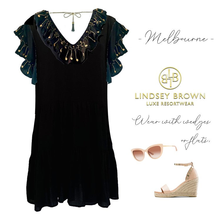 Melbourne  black designer beach dress to wear on holiday