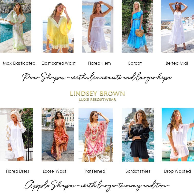 designer resort wear to suit pear shaped ladies with slim waists and hides larger hips by lindsey brown resort wear