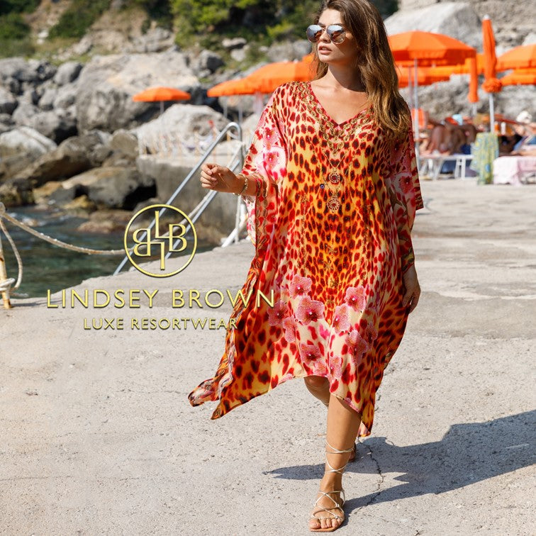 Stunning designer kaftans for winter sun by Lindsey Brown resort wear