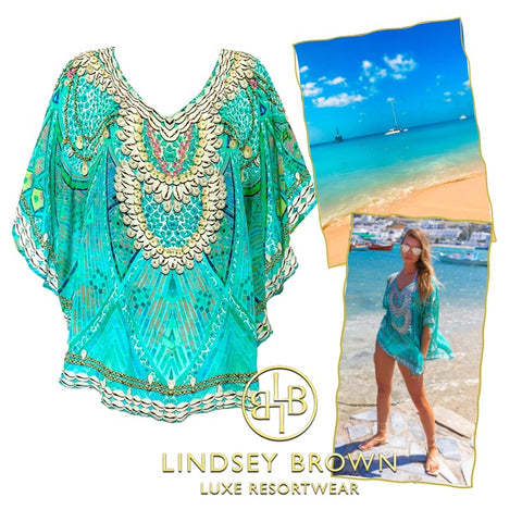 Petite silk cover ups by Lindsey Brown resort wear