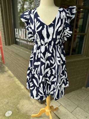 Navy Print Dresss - HAILOS