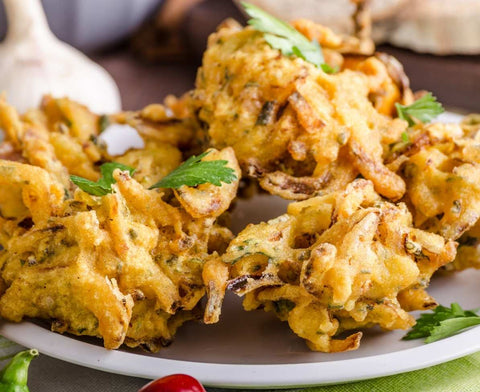 Crispy Enoki and Onion Fritters with Thai Curry Mayo