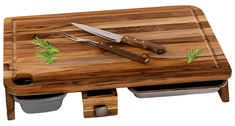 meistar Large Edge Grain Teak Wood Cutting Board