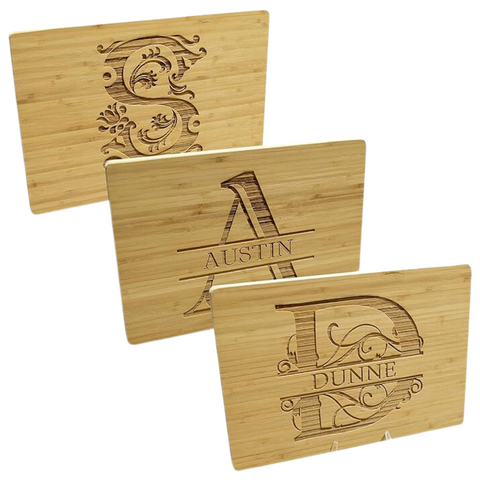 Brew City Engraving - Monogram Letter Bamboo Cutting Board