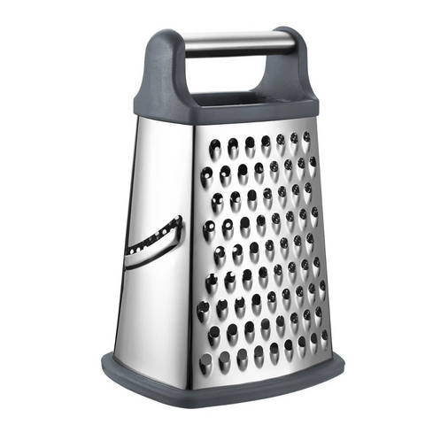 Box Cheese Grater, Stainless Steel with 4 Sides, Best for Parmesan Cheese, Vegetables, Ginger, Gray