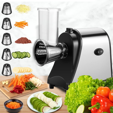 ASLATT Electric Slicer, Electric Cheese Grater for Home Kitchen Use,  One-Touch Control Cheese Shredder, Salad Maker Machine for Fruits,  Vegetables