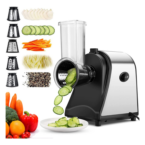 FOHERE Electric Cheese Grater Salad Maker, Electric Slicer Shredder for Home Kitchen Use, One-Touch Easy Control, Electric Grater for Vegetables