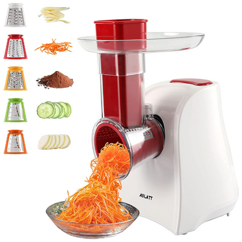  Electric Cheese Grater, 5 in 1 Professional Cheese Grater  Electric Vegetable Slicer, Rotary Electric Slicer/Shredder Spiralizer for  Veggies, Grated Carrots, Salad, Broccoli Slaw, Cheeses, Fruits, 150W: Home  & Kitchen