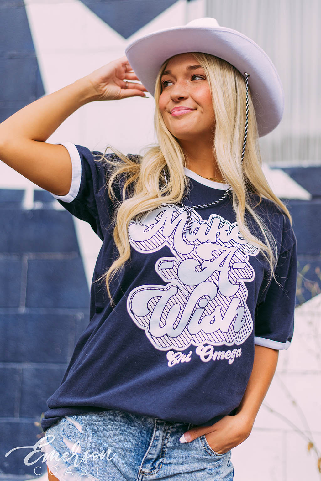 Chi Omega Make A Wish Jersey Tee - Emerson Coast