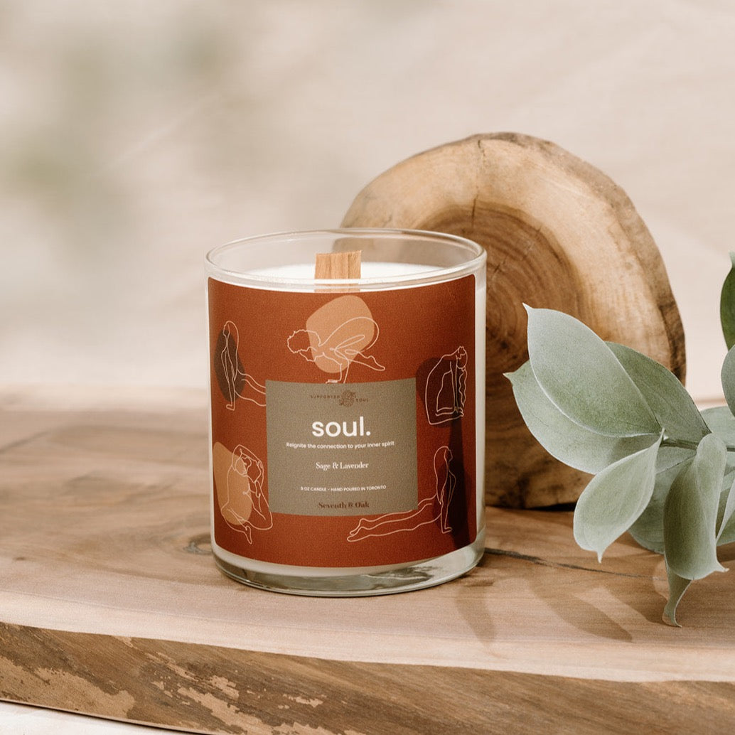 Sage and Lavender Candle - Seventh and Oak x Supported Soul Collaboration - Eco friendly wood wick candles
