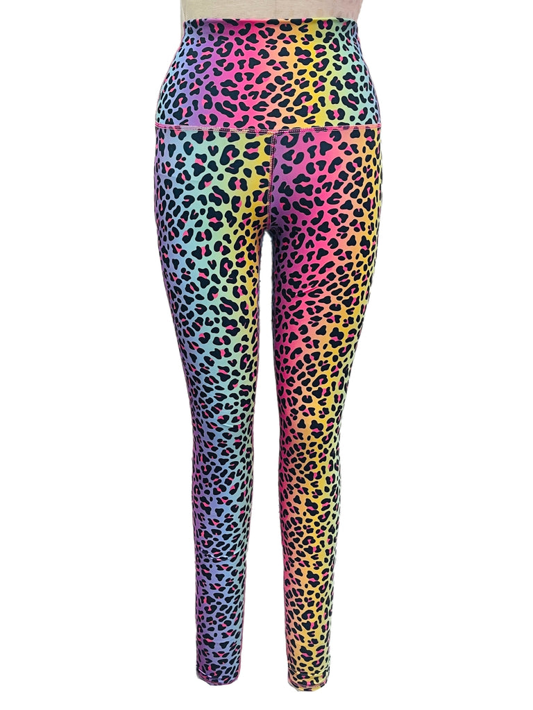 Rainbow Leopard Print Flare Leggings - Free Shipping - Projects817 LLC