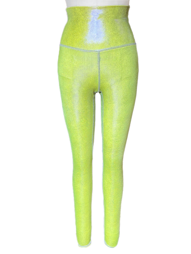 Bright green lime neon color Leggings by PalitraArt