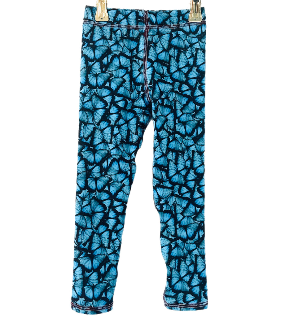 Blue Butterfly Print Leggings