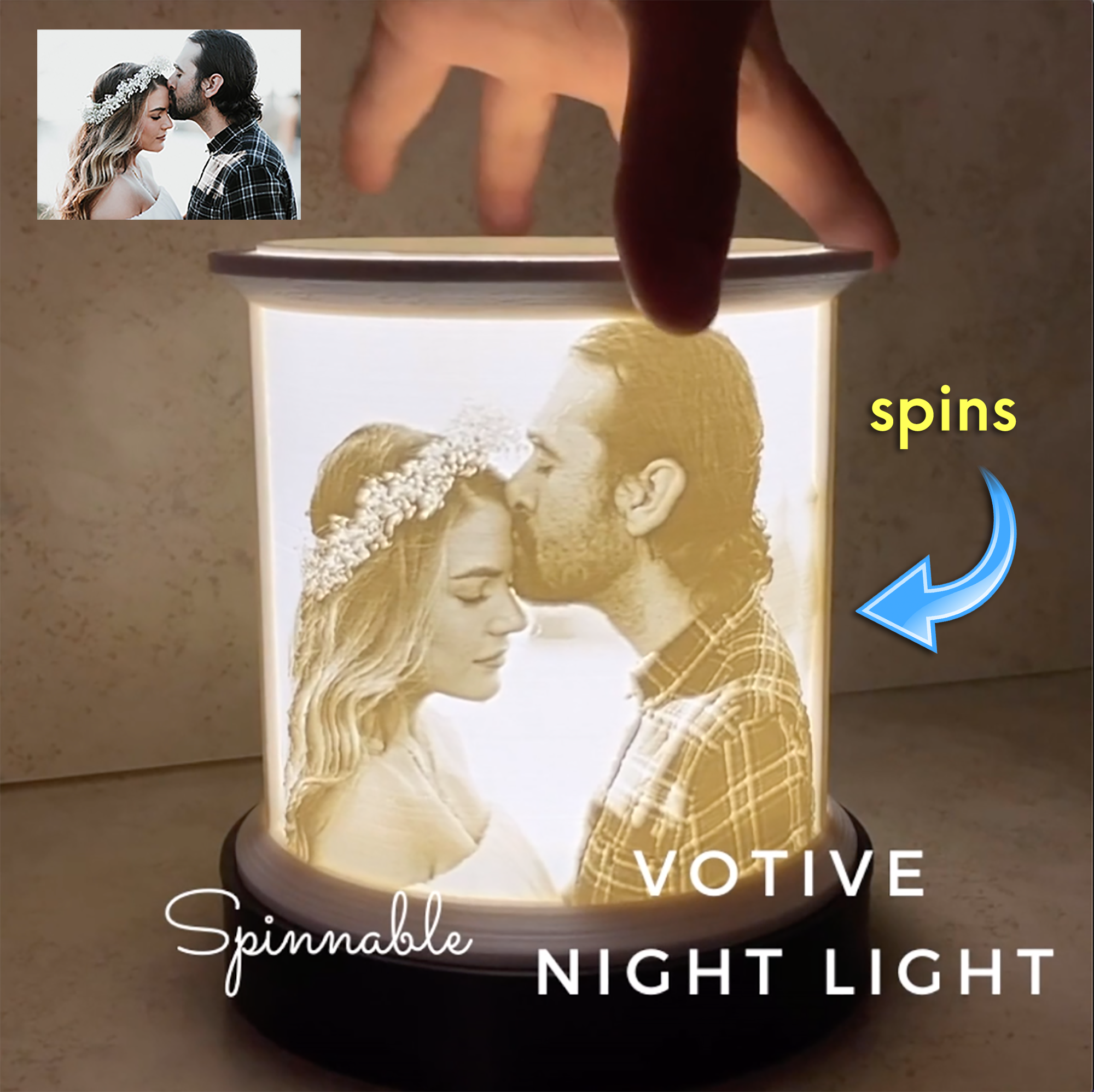 Custom Photo Spinnable Votive Night Light (3 photos per light) - Perfect  Gift for Birthday Gift, Wedding Gift, Anniversary Gift, Valentine's Day  Gift, Graduation Gift, Memoriam, Memorial Gift, Christmas Gift [SOLD OUT]