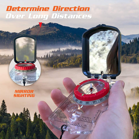 Long Distance Sighting Mirror Navigation Compass Outdoor