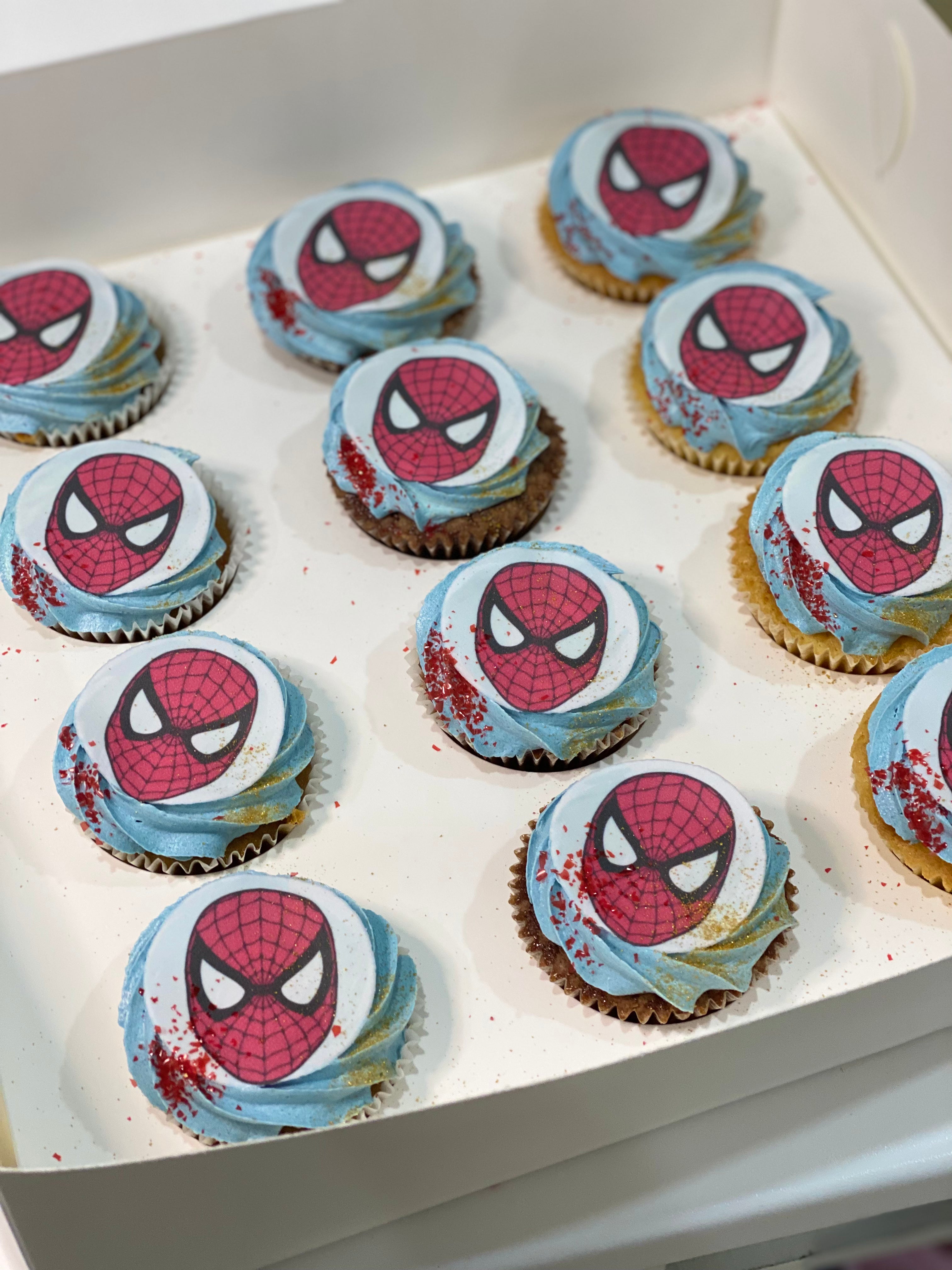 SPIDER MAN Face 12 CUPCAKES – Lushcups Designer Cupcakes