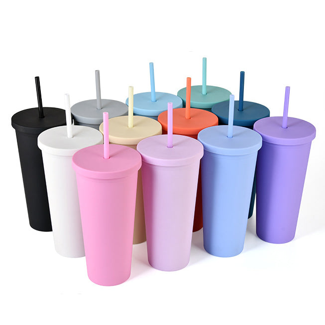 TRIANU 24Oz Studded Matte Cup Tumbler With Lid And Straw, Plastic