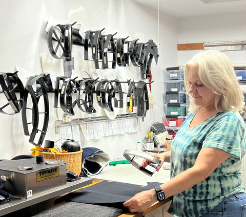 Norma Hildebrand of Stockbridge Sewing Works in her studio