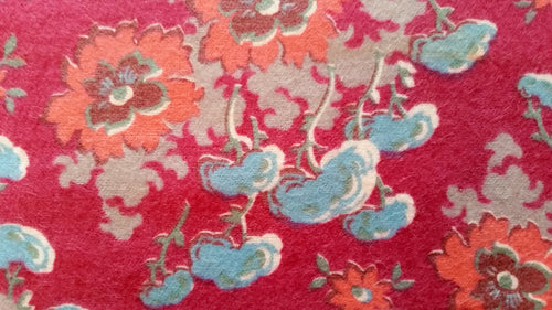 Vintage Fabric - Cotton - Flannel - Floral - Blue, Pink - Fabric Remnant –  Revival Fabrics