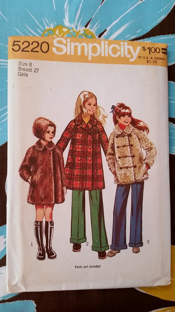 1972 Simplicity Vintage Sewing Pattern 5220 - Girl Coat and Hat - Size ...