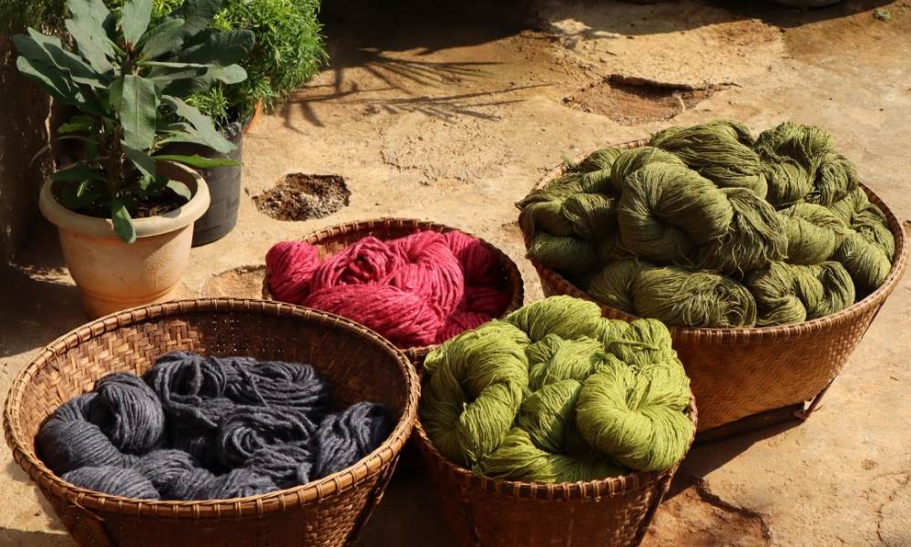 naturally dyed eri silk yarns