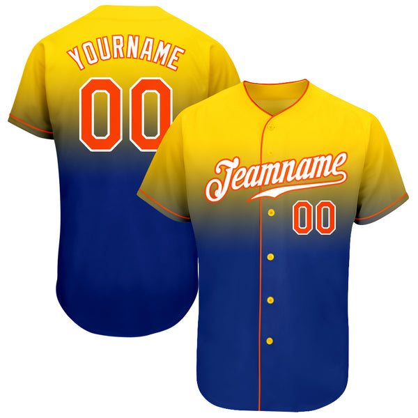 Custom Gold Orange-Royal Authentic Fade Fashion Baseball Jersey Fast  Shipping – FiitgCustom