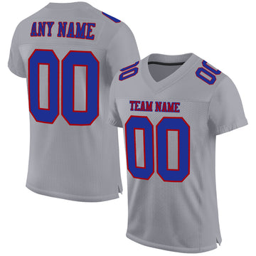 Custom Gray Royal-Red Mesh Authentic Football Jersey