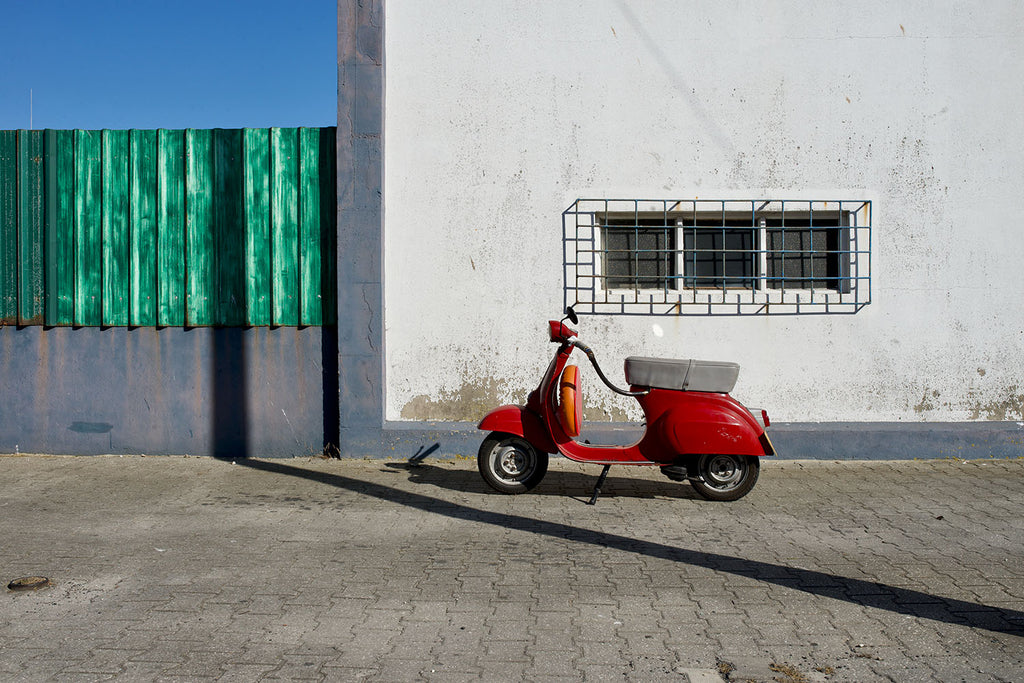 Art Photography | Street | Red Vespa Green Fence by Johan Brink