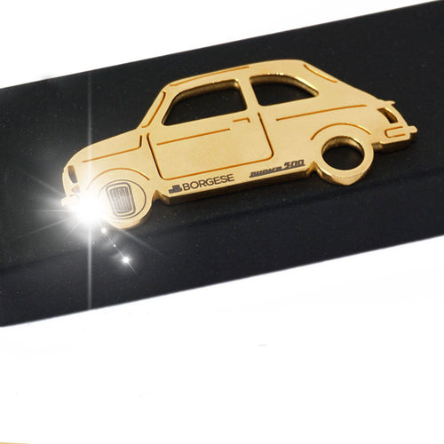 Fiat 500 (1957) - Portachiavi con doratura in oro 24K finitura satinat –  Borgeseidea