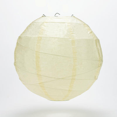 8" Ivory Round Paper Lantern, Crisscross Ribbing, Hanging Decoration - AsianImportStore.com - B2B Wholesale Lighting and Decor