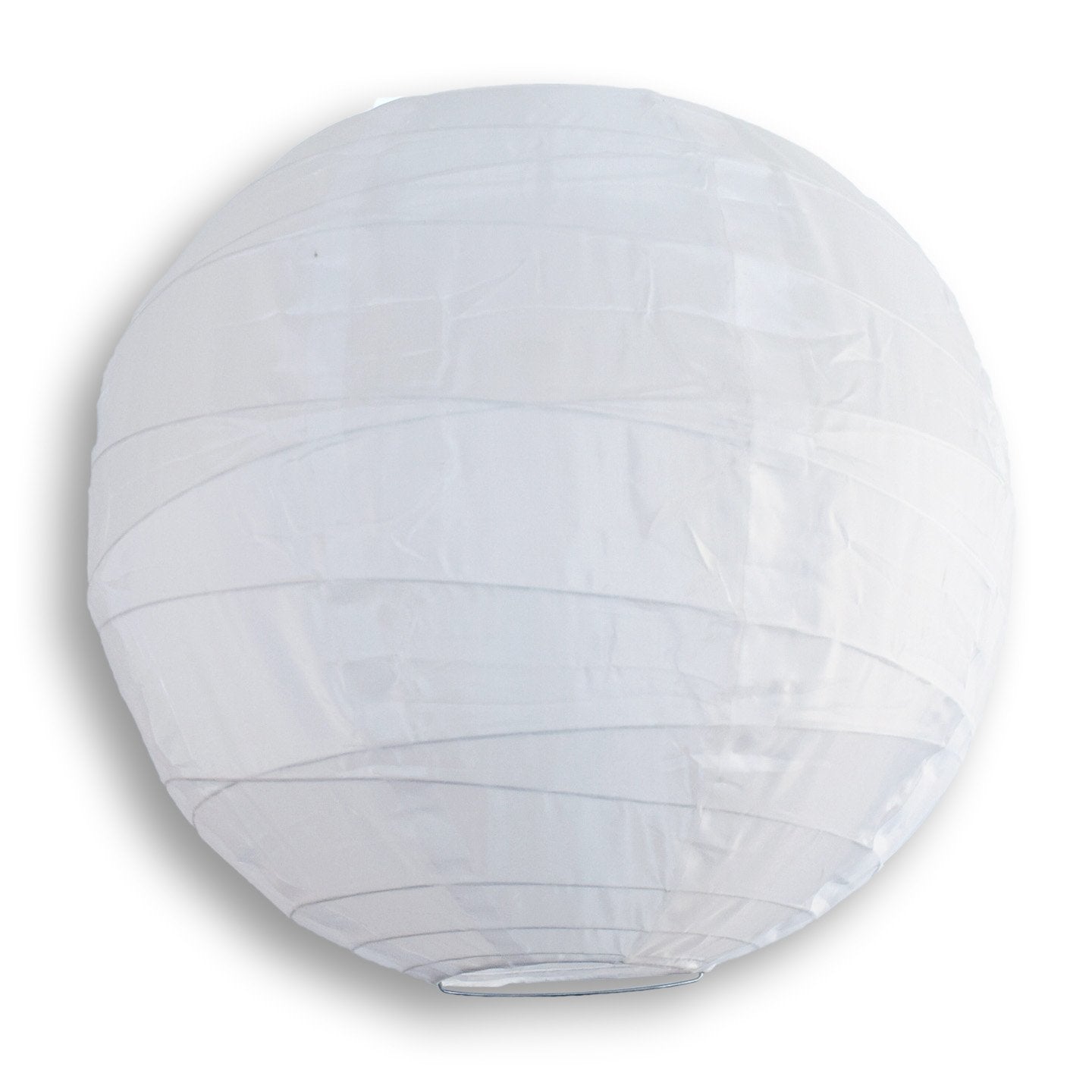 24 White Round Paper Lantern, Even Ribbing, Hanging Decoration