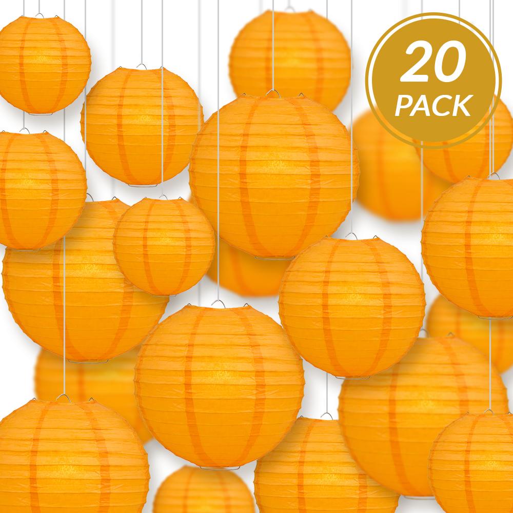 Ultimate 20-Piece Silver Variety Paper Lantern Party Pack - Assorted Sizes of 6, 8, 10, 12 (5 Round Lanterns Each) for