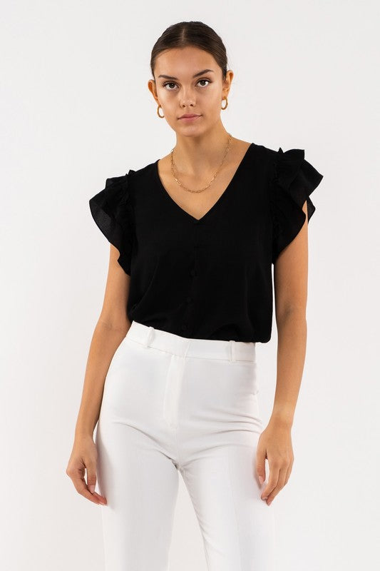  So Classy Ruffle Sleeve Blouse - 3 Colors 