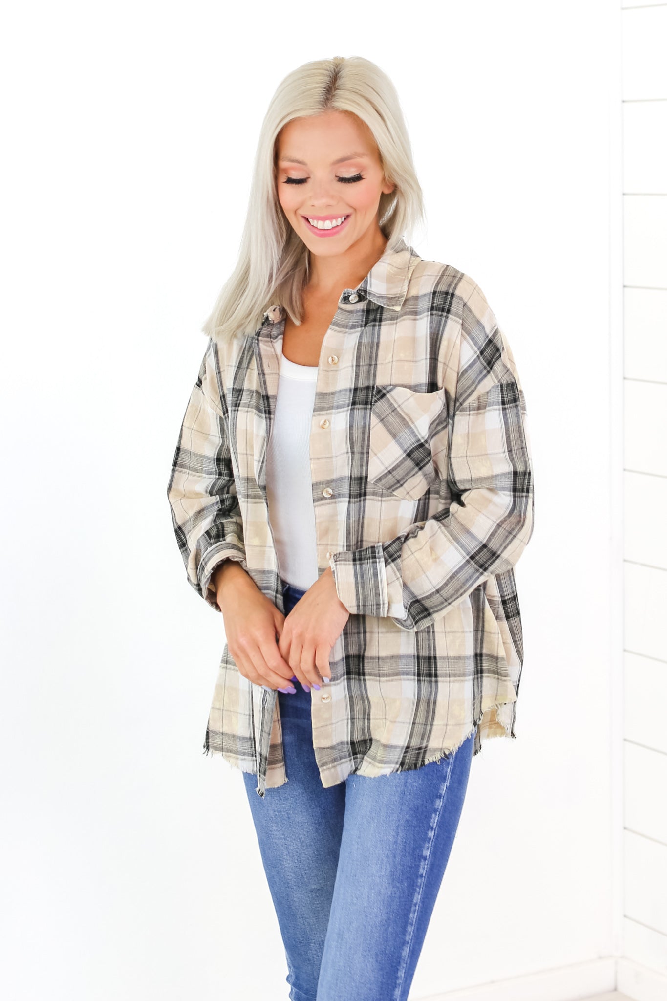  Remington Plaid Button Top 