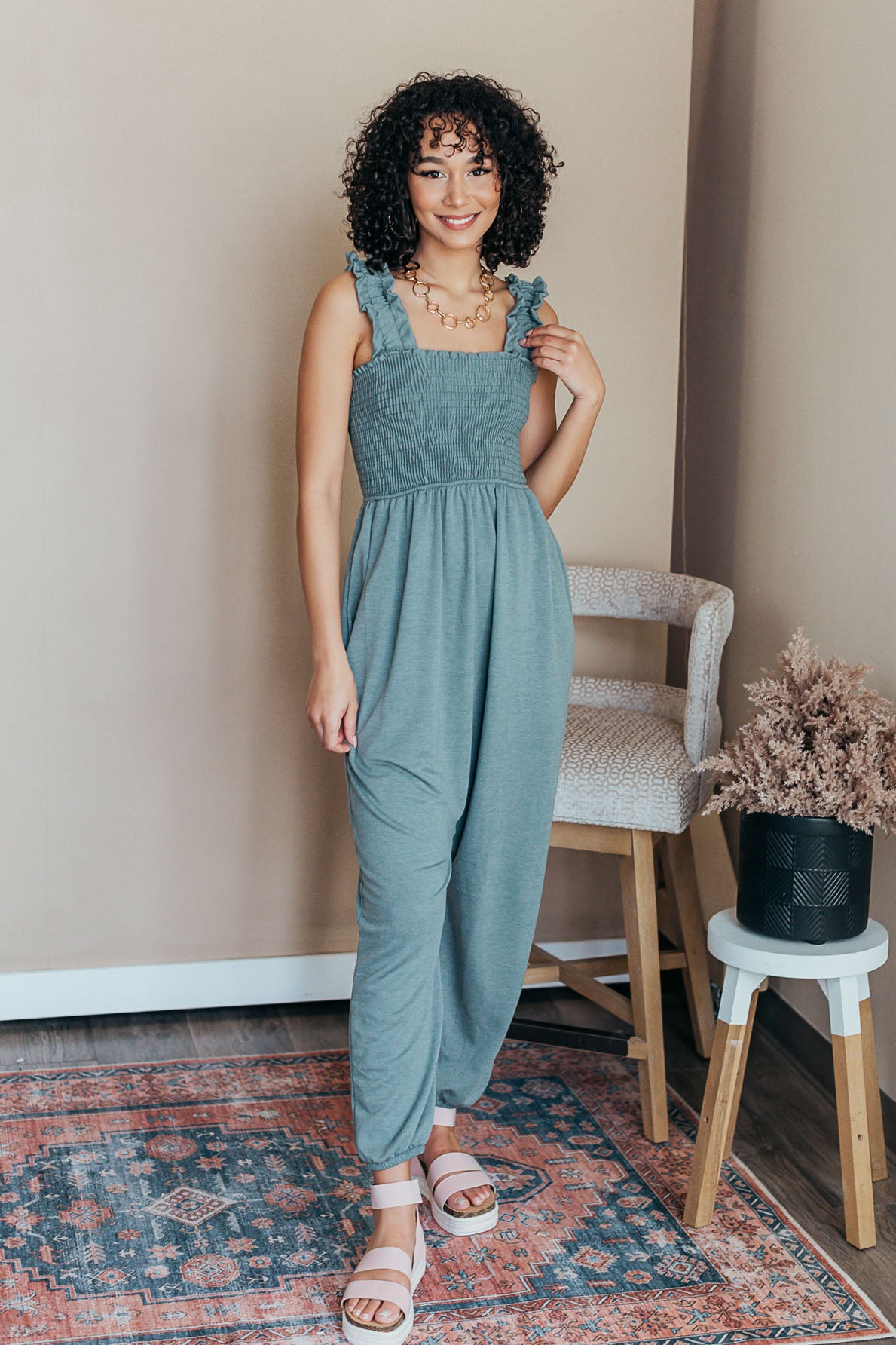  Willow Smocked Harlem Jumpsuit - 2 Colors 