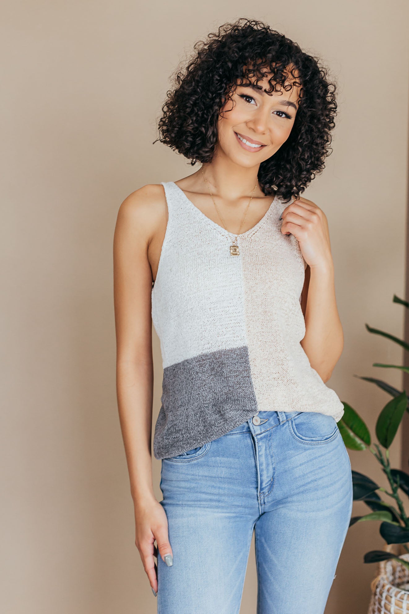  Sadie Colorblock Sweater Tank 