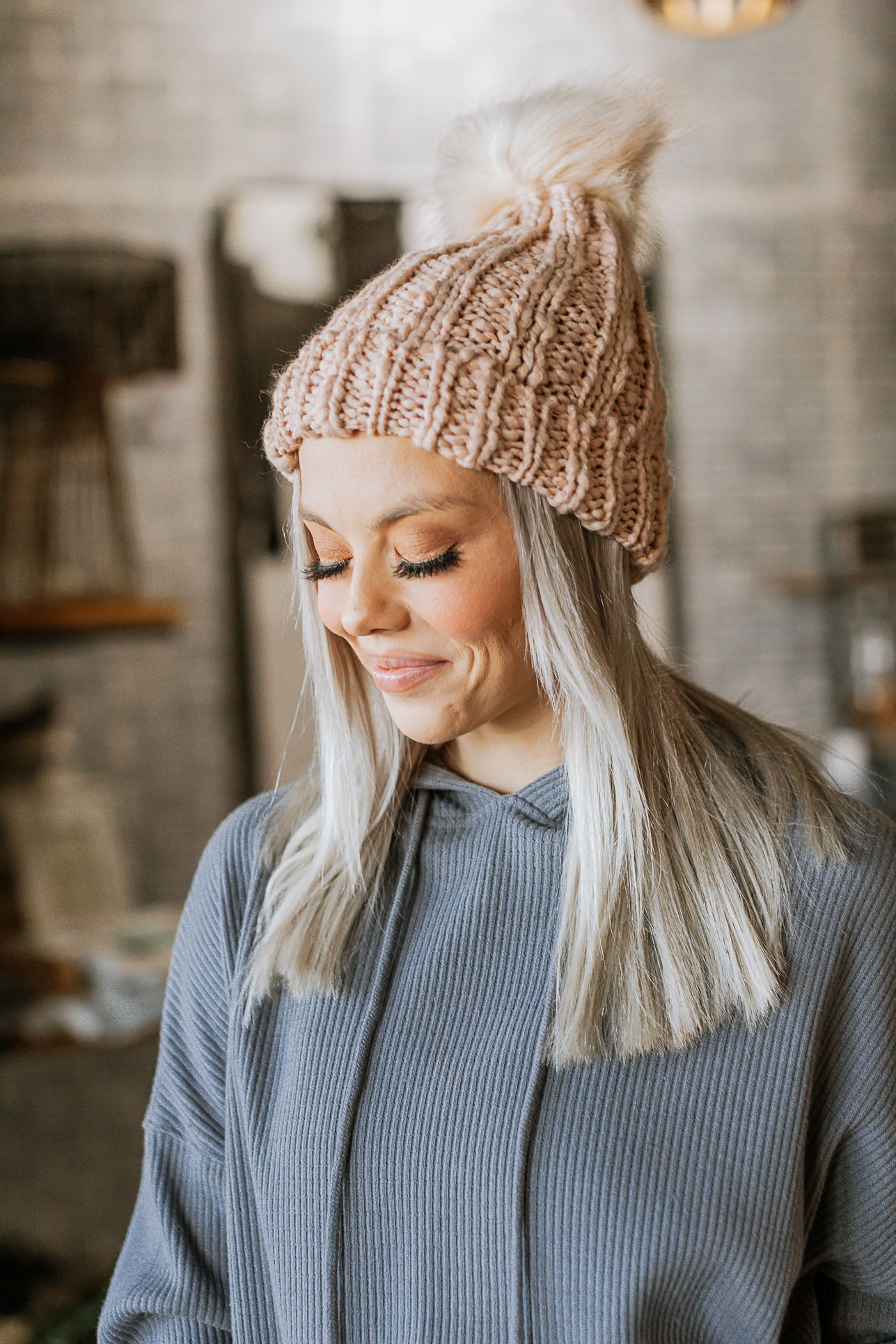  Basic Soft Knit Pom Beanie - 2 Colors 