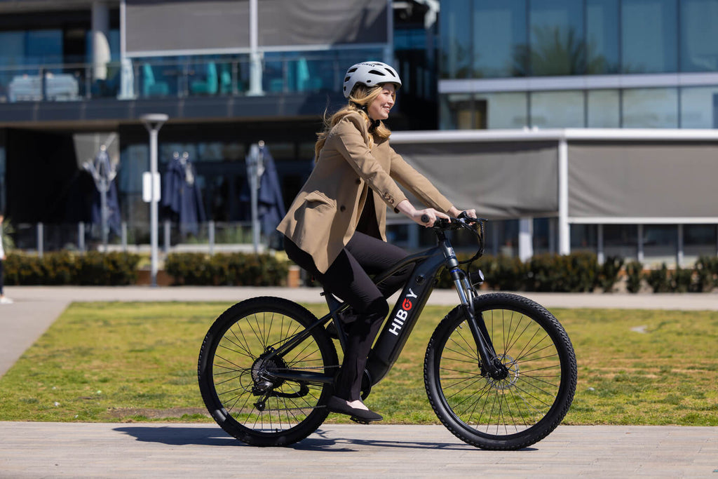 Woman rides on Hiboy P6 Electric Bike