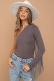 Rodeo Fringe Bodysuit (Fossil Gray)