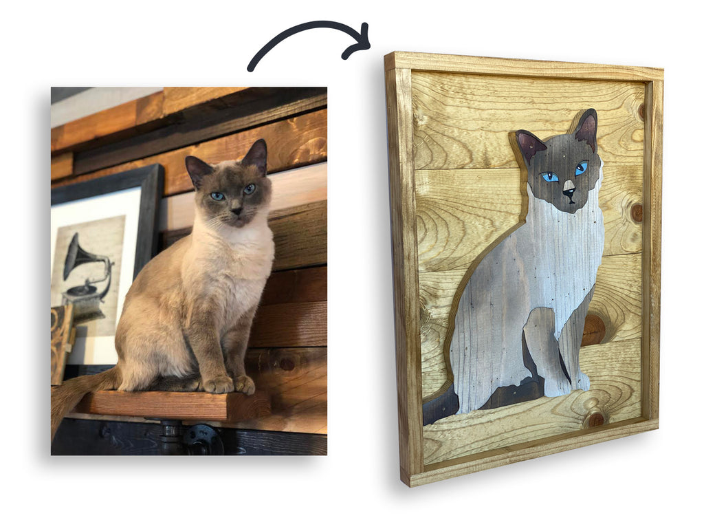 wooden pet portrait