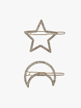 Load image into Gallery viewer, Silver Rhinestone Star &amp; Moon Hair Clips
